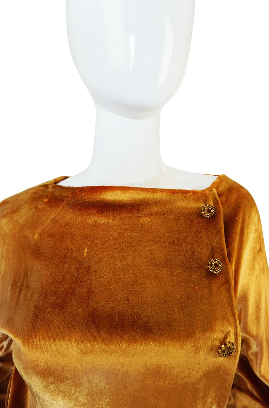 1930s Jean Patou Couture Golden Silk Velvet Wrap Gown