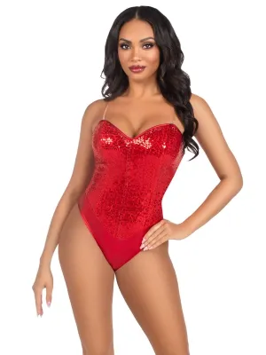 2 Pc Sequin Bodysuit - Medium - Red