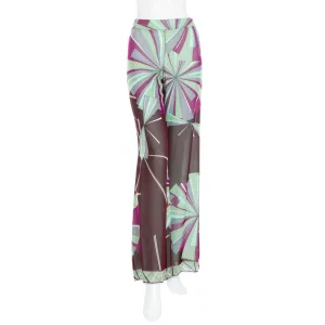 2002 Multicolored Silk Patterned Wide-Leg Pants