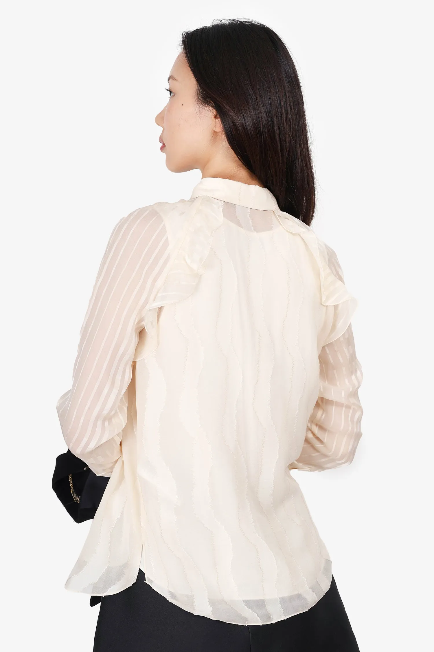 3.1 Phillip Lim Cream Silk Ruffle Blouse Size 0