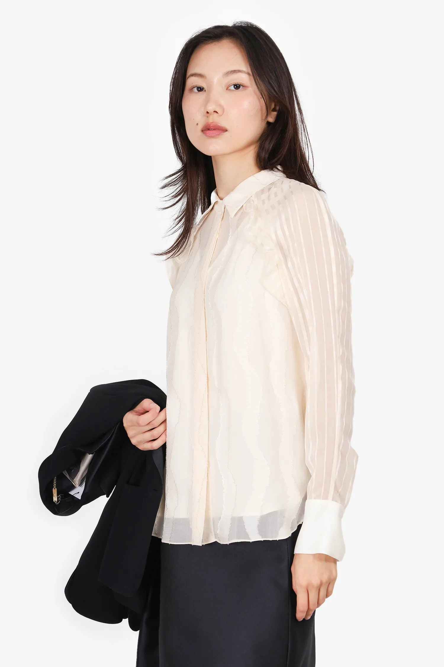 3.1 Phillip Lim Cream Silk Ruffle Blouse Size 0