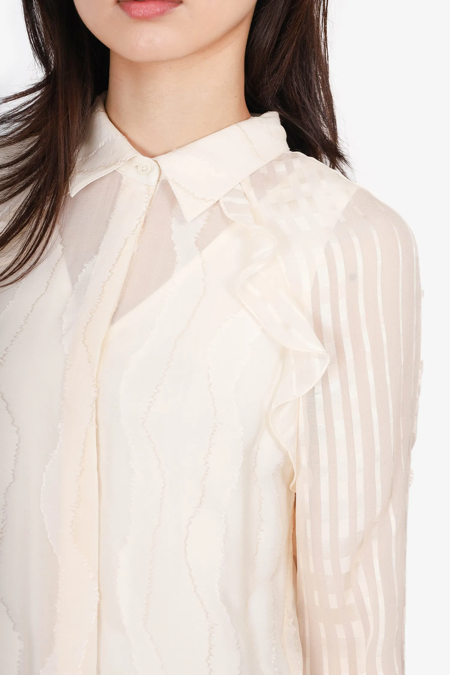 3.1 Phillip Lim Cream Silk Ruffle Blouse Size 0