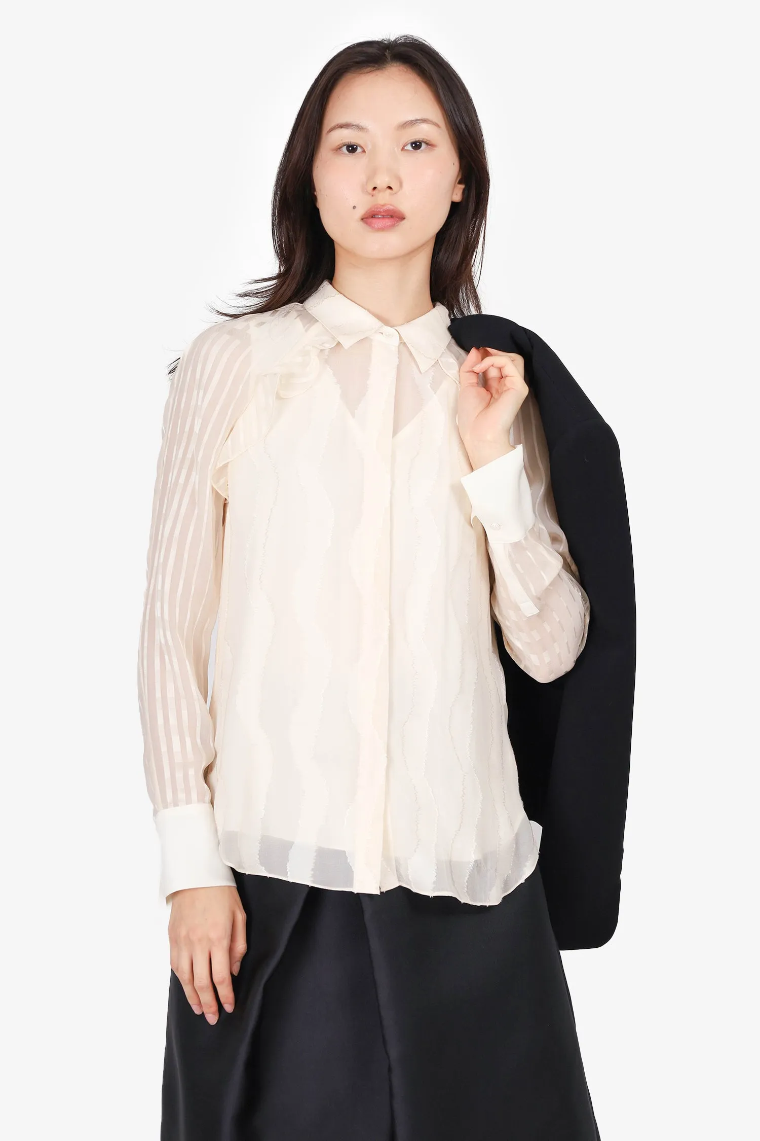 3.1 Phillip Lim Cream Silk Ruffle Blouse Size 0