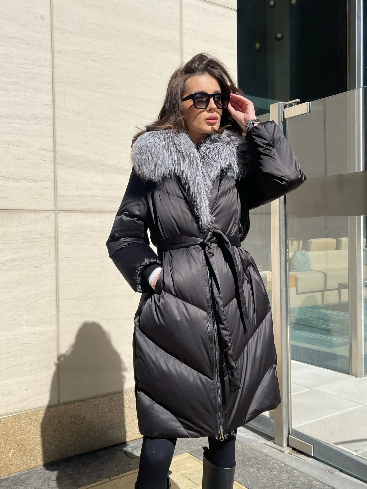 Amandine Genuine Silver Fox Down Parka