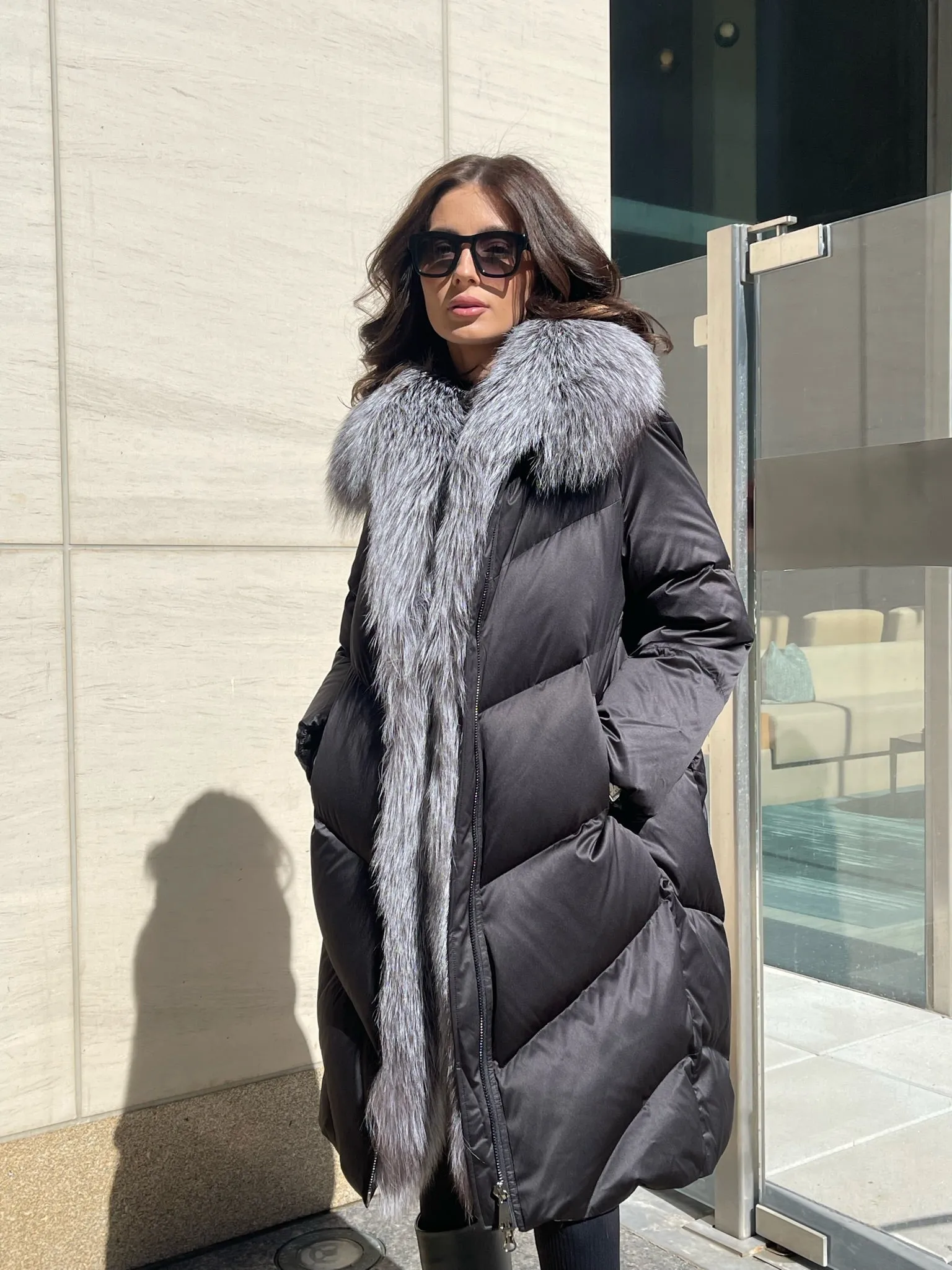 Amandine Genuine Silver Fox Down Parka