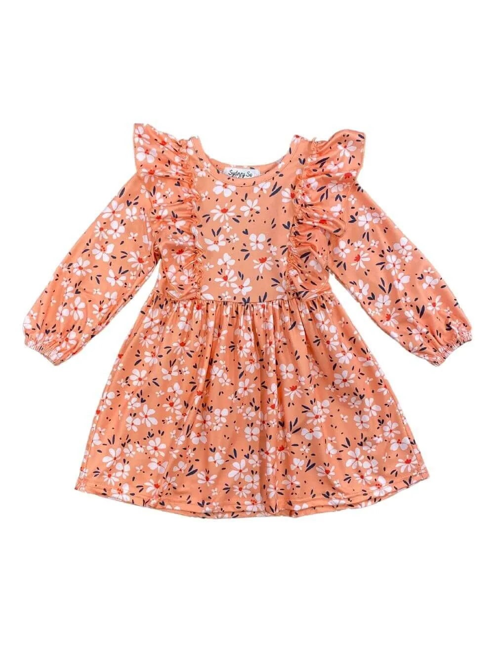 Apricot Petite Floral Girls Ruffle Dress