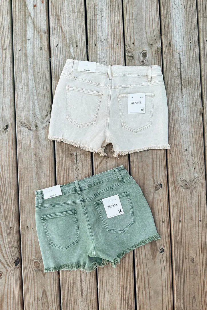 Aspen Acid Washed Frayed Shorts | TWO COLORS | FINAL SALE