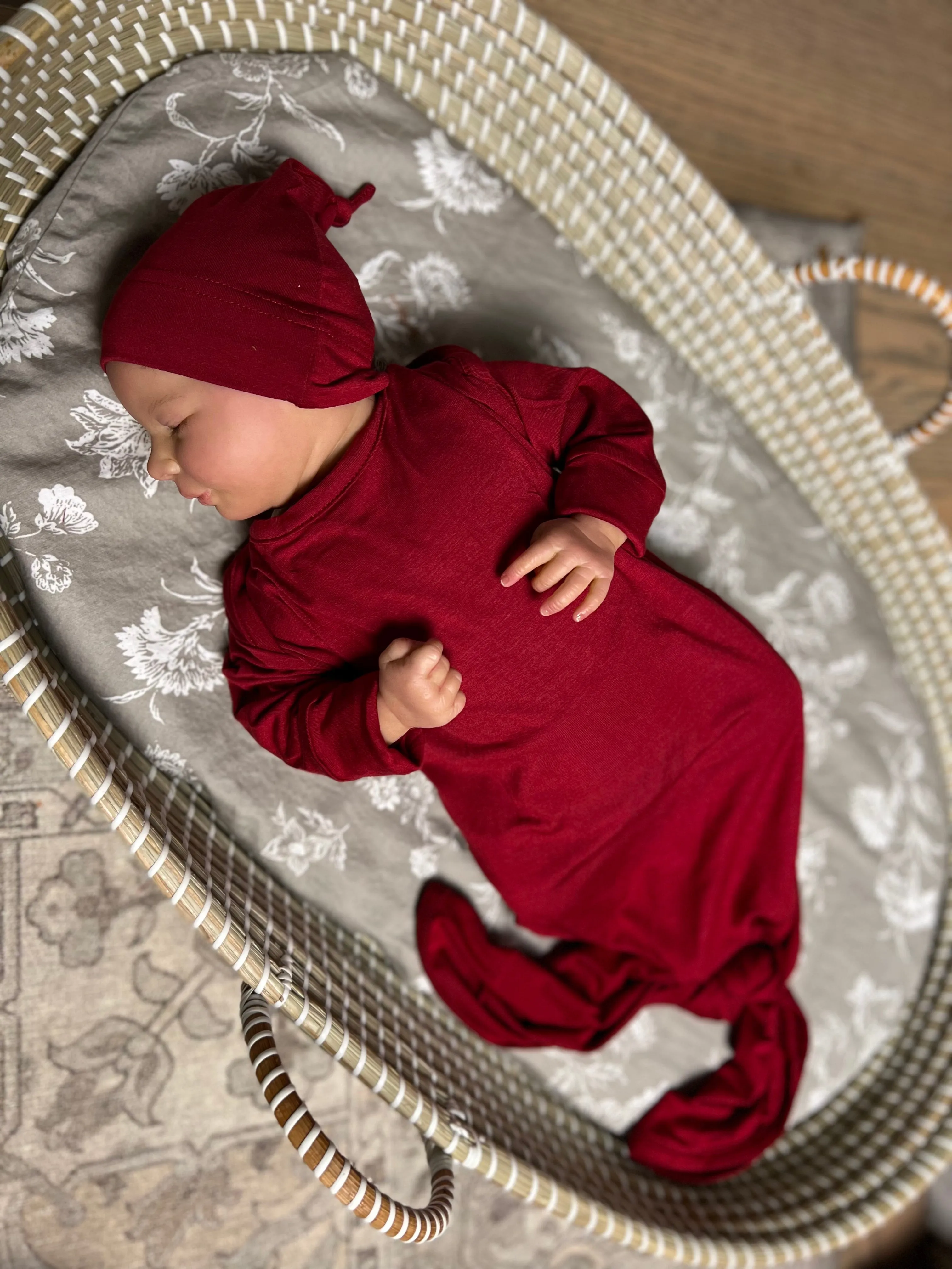 Baby Knot Gown Set: Crimson