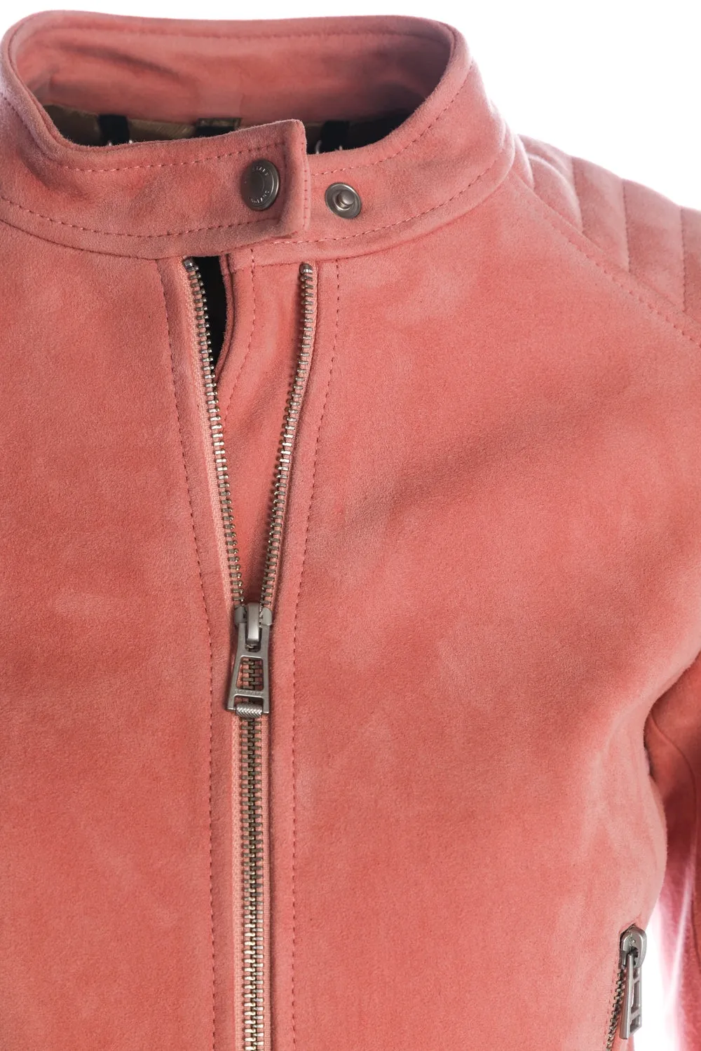 Belstaff New Mollison Ladies Leather Jacket in Bisque Pink