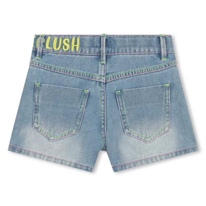 BILLIEBLUSH DENIM EMBROIDERIES ON SIDE DENIM SHORTS