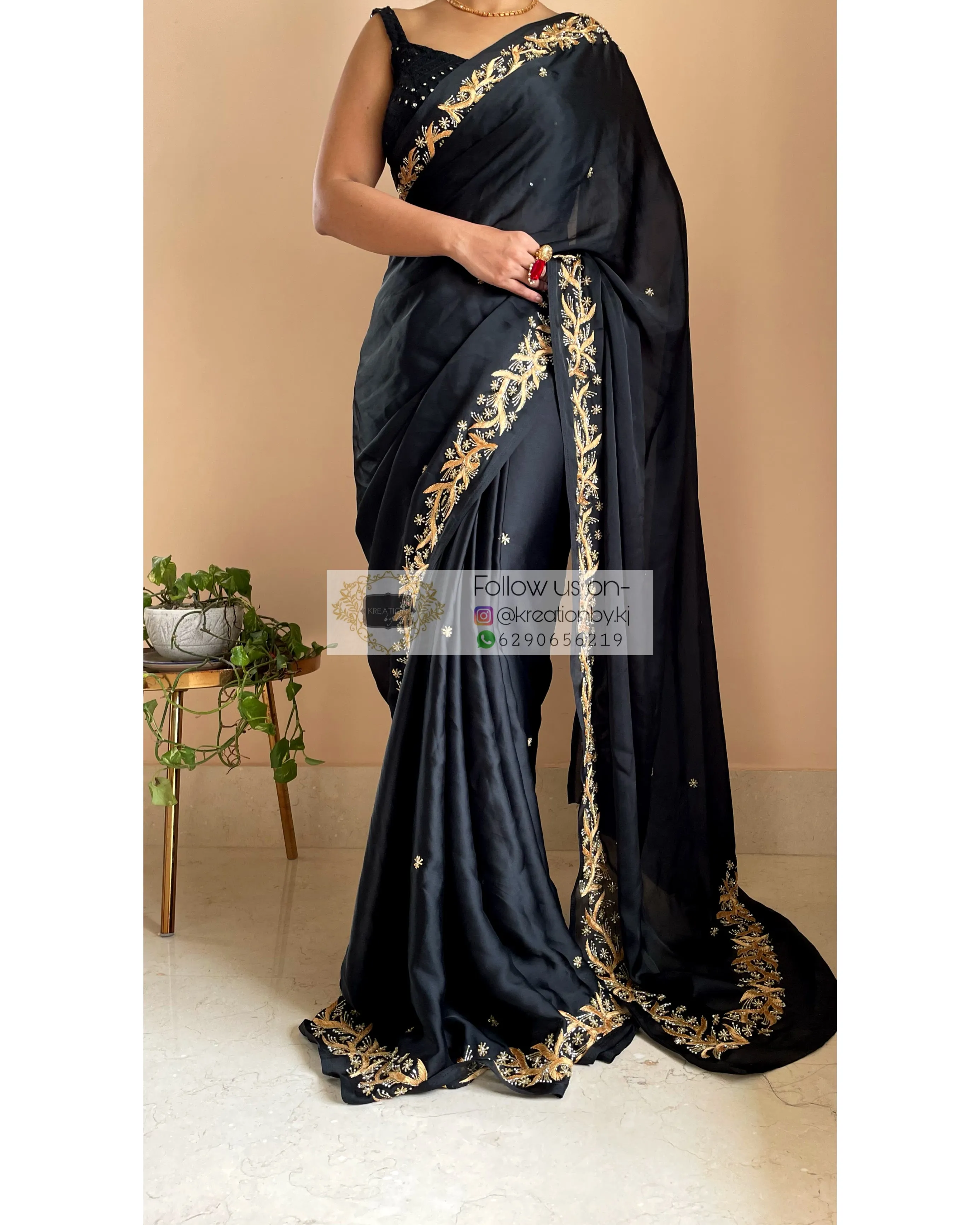 Black Resham Saree