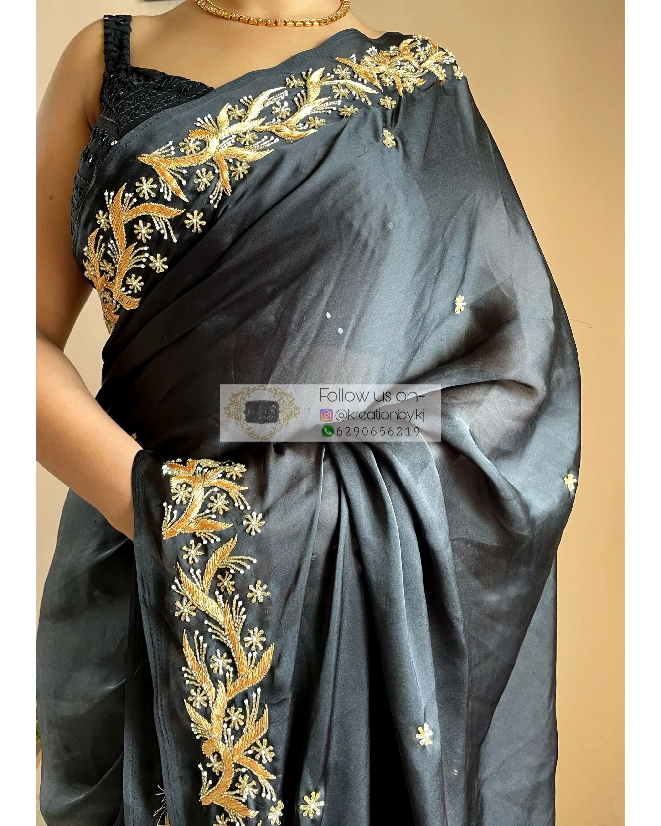 Black Resham Saree