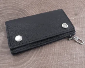 Black Soft Leather Biker Wallet