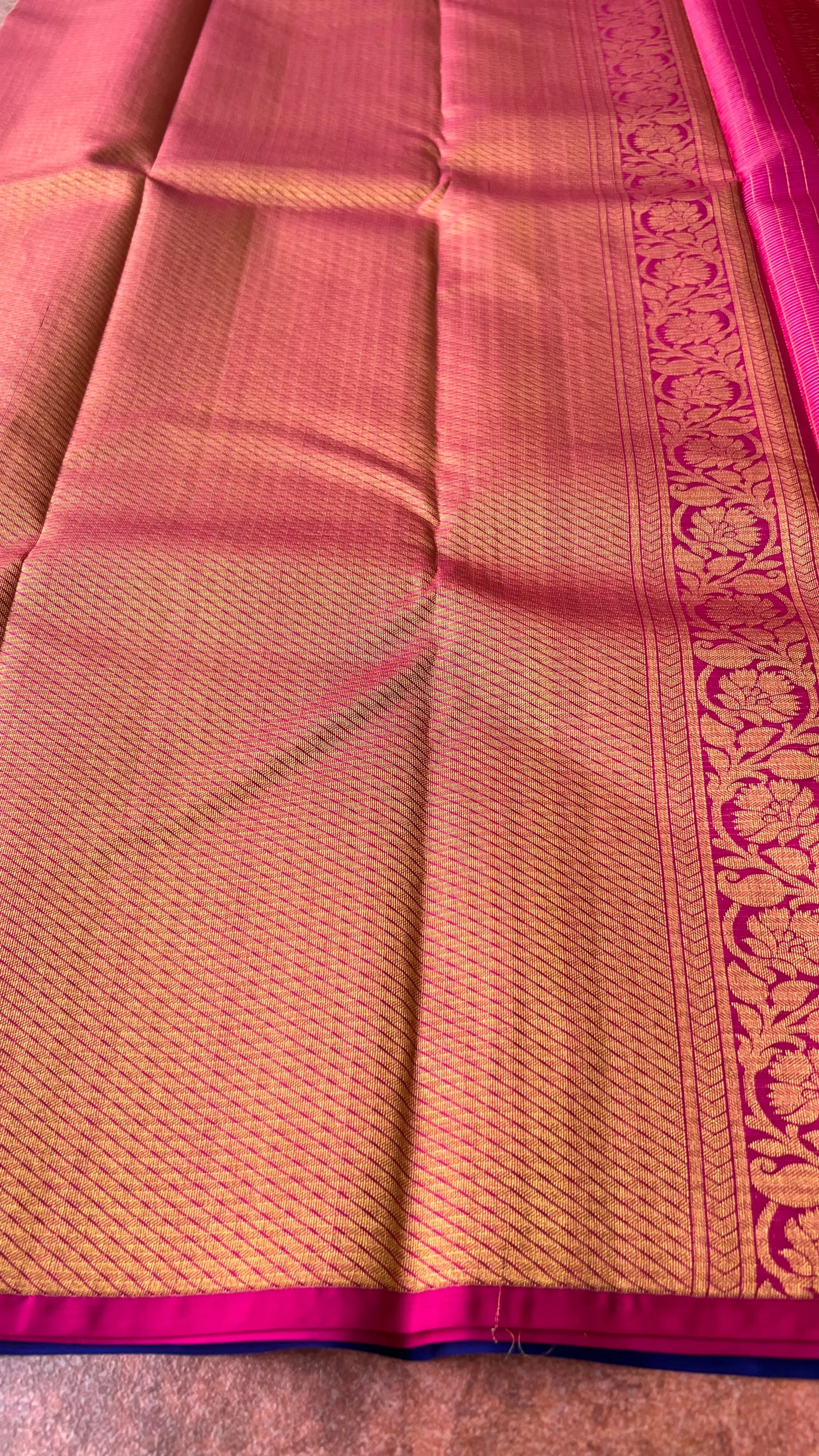 Blue checked kanjivaram silk saree with blouse