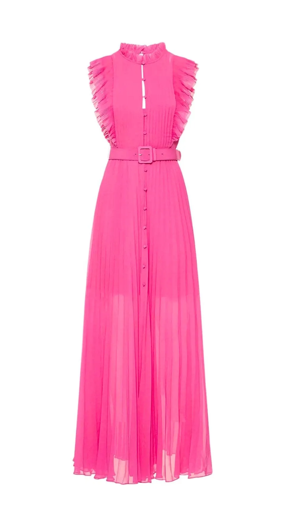 BOTTON PLEATED MAXI DRESS IN PINK