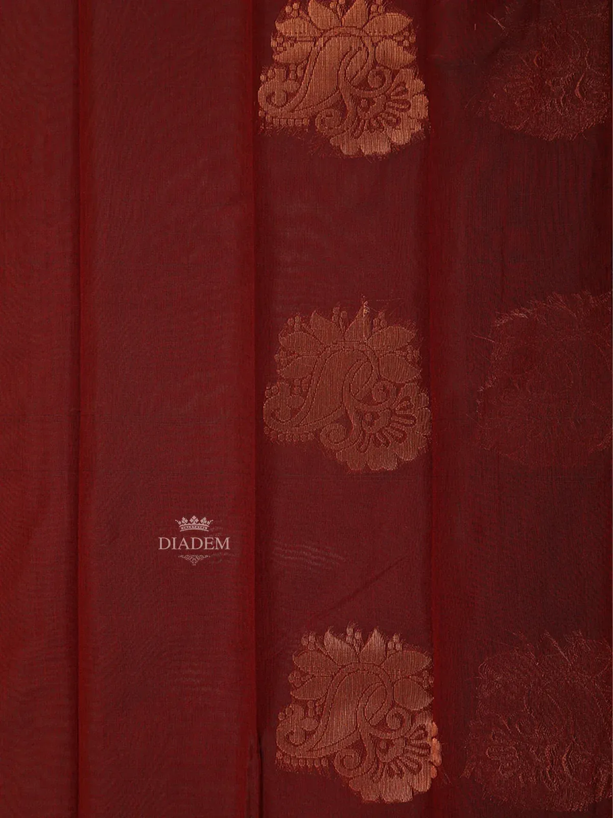 Brown Silk Cotton Saree with Flower and Paisley motifs on the body with Matching Border