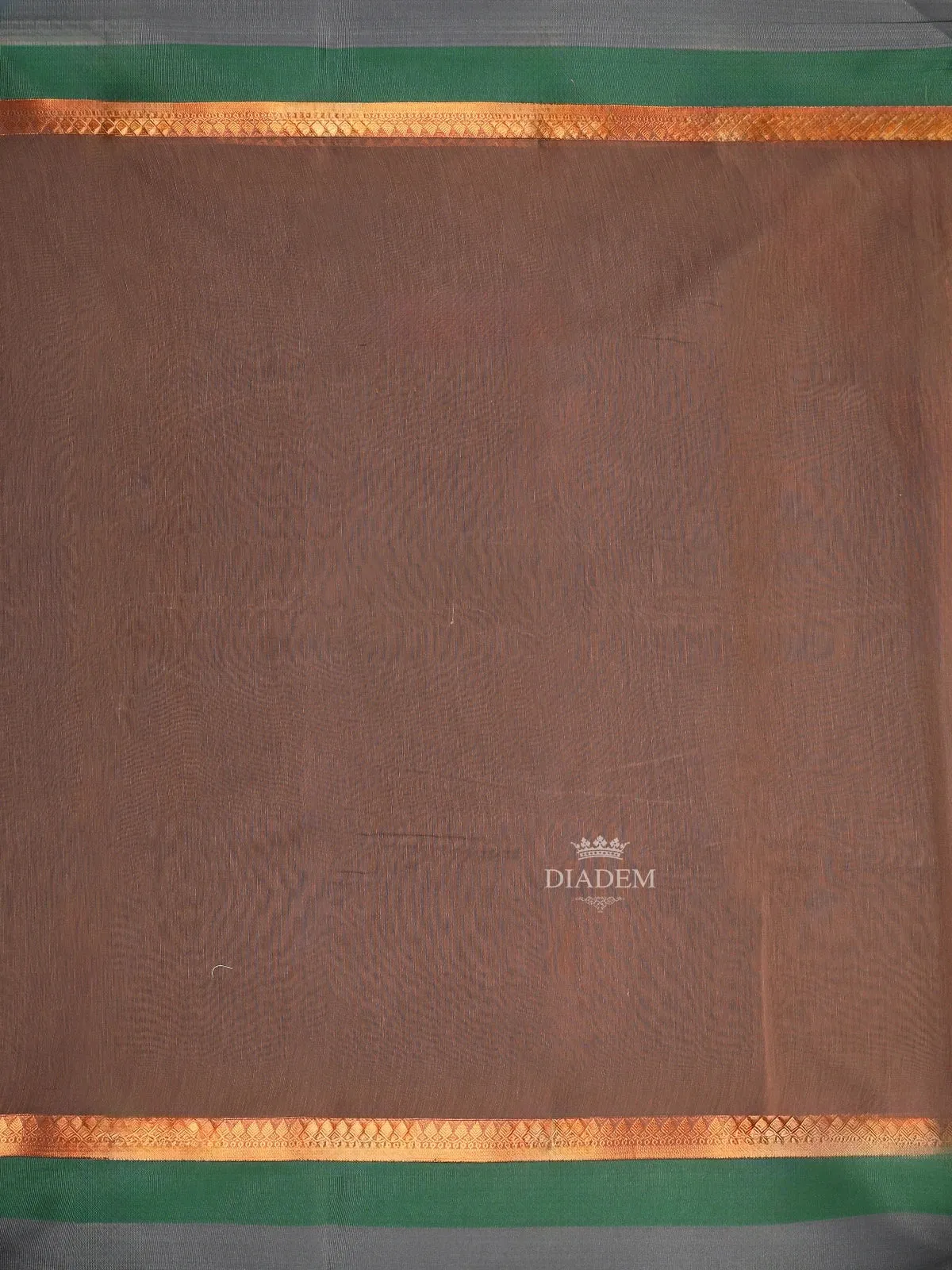 Brown Silk Cotton Saree with Paisley Motif Design on the Body with Contrast Border