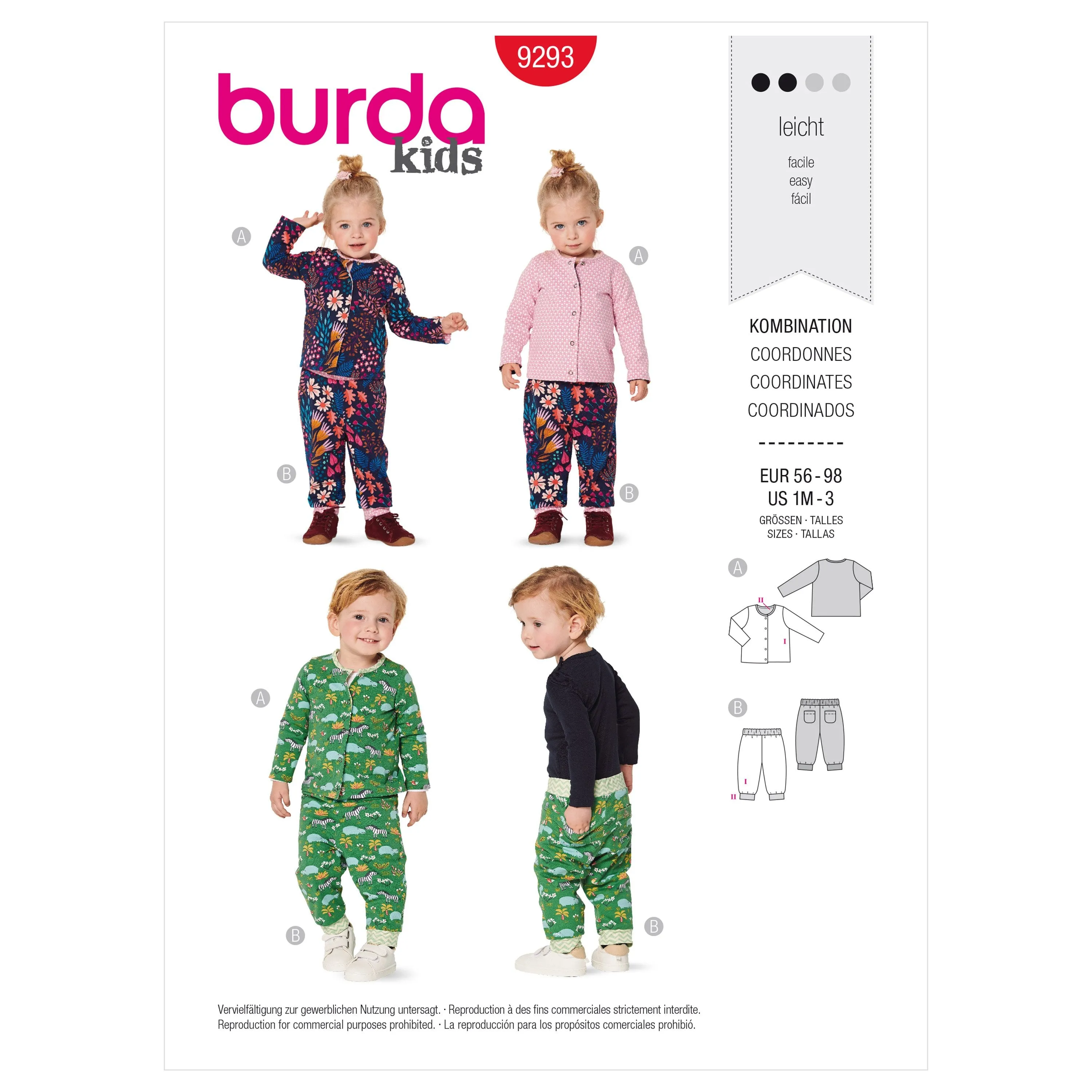 Burda Pattern 9293 Babies' Reversible Jacket and trousers