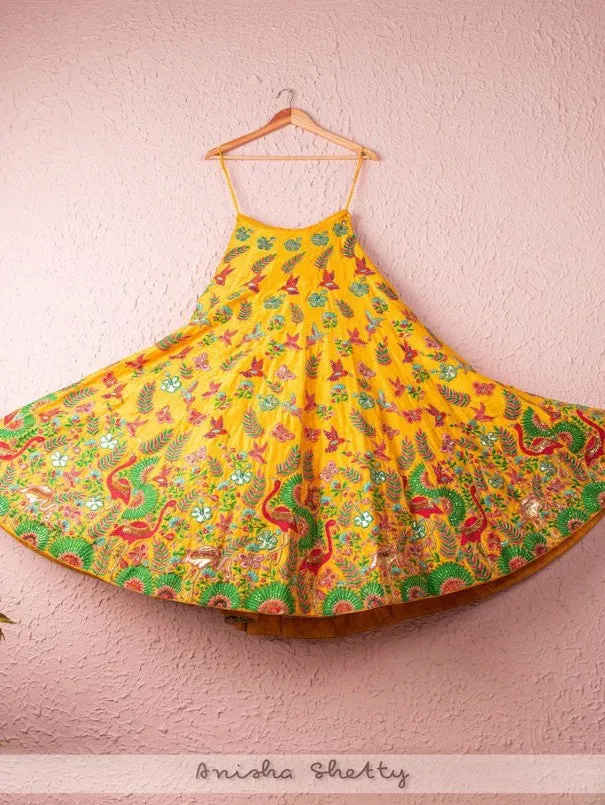 Canary Yellow Tropical Twist Lehenga Set (Set of 3)