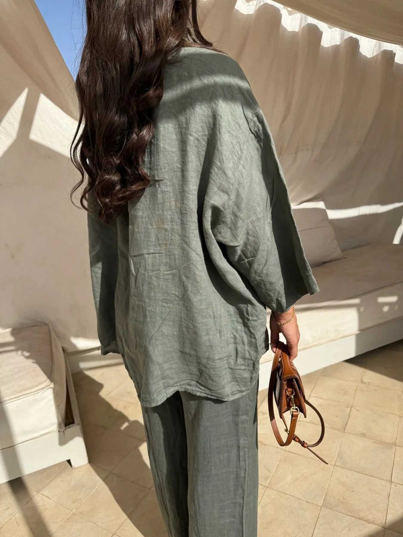 Casual Linen With Pocket Shirt Pants Suits Women Wide Leg Pants Long Sleeves Shirt Sets Ladies Loose High Street 2 Piece Outfits