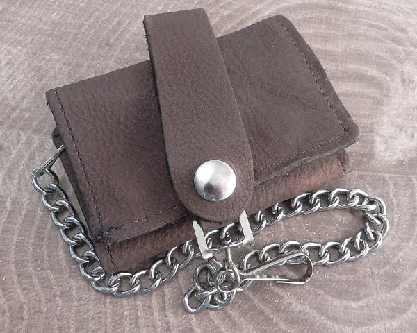 Chain Wallet Black Trifold Leather Biker Soft