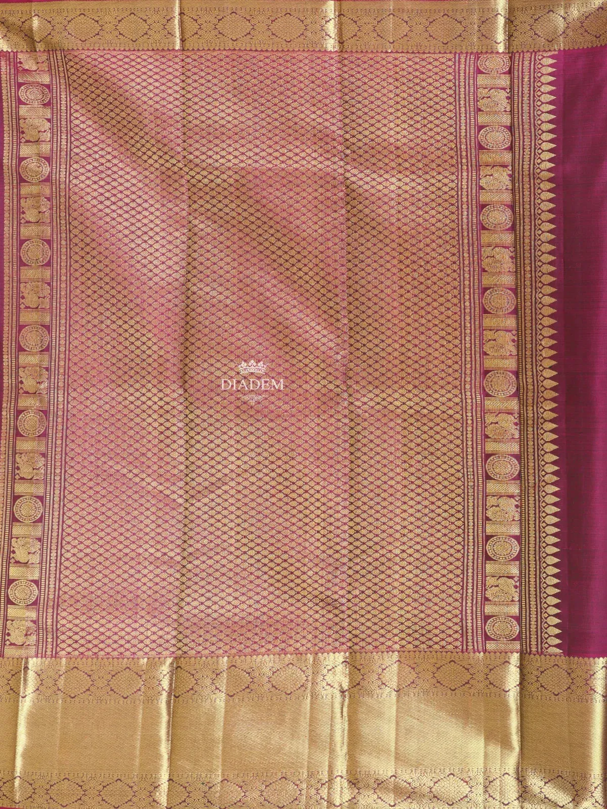 Dark Green Pure Kanchipuram Bridal Silk Saree with Zari Butta on the Body with Zari Border