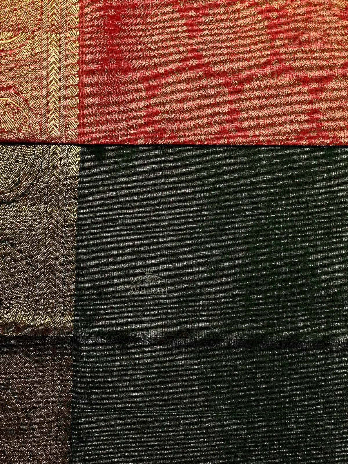 Dark Orange Pure Kanchipuram (Bridal) Silk Saree with Design Motif on the Body and Peacock Motifs Zari Border