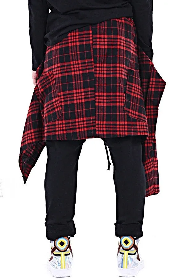 Dark Skirt Flannel Layer Men's Loose Casual Drop Crotch Harem Pants