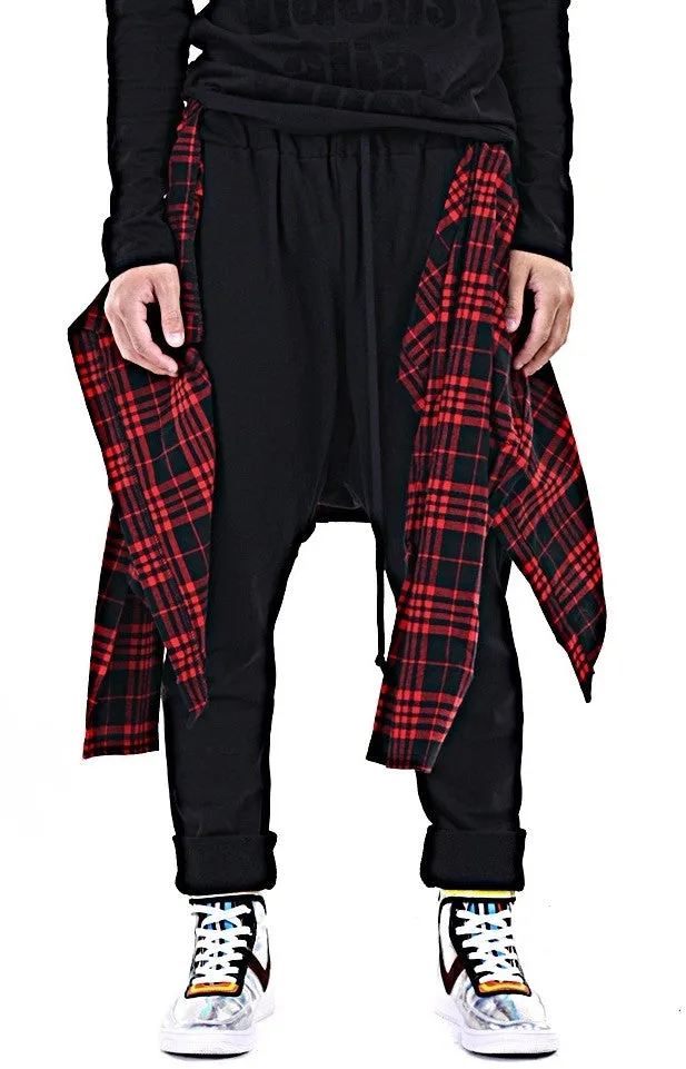 Dark Skirt Flannel Layer Men's Loose Casual Drop Crotch Harem Pants