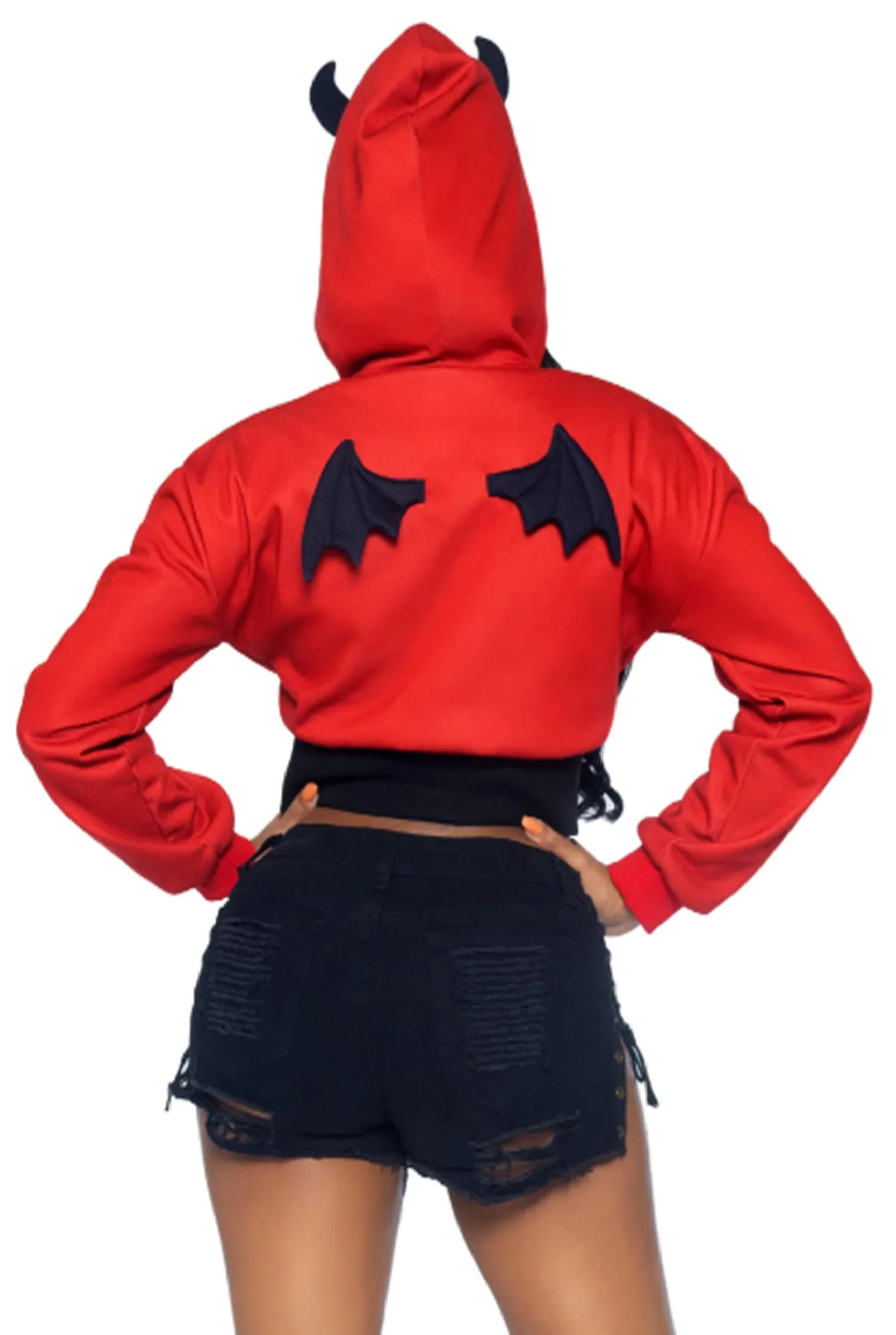 Devil Cropped Hoodie With Wings