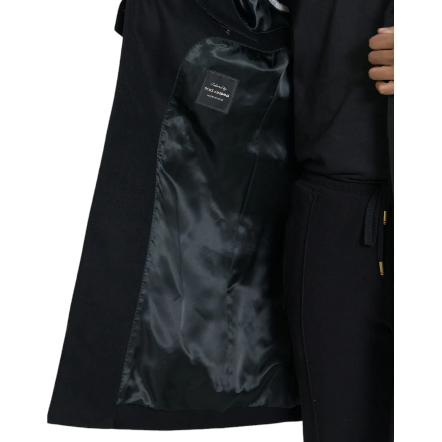 Dolce & Gabbana Black Wool Cashmere Trench Coat Jacket