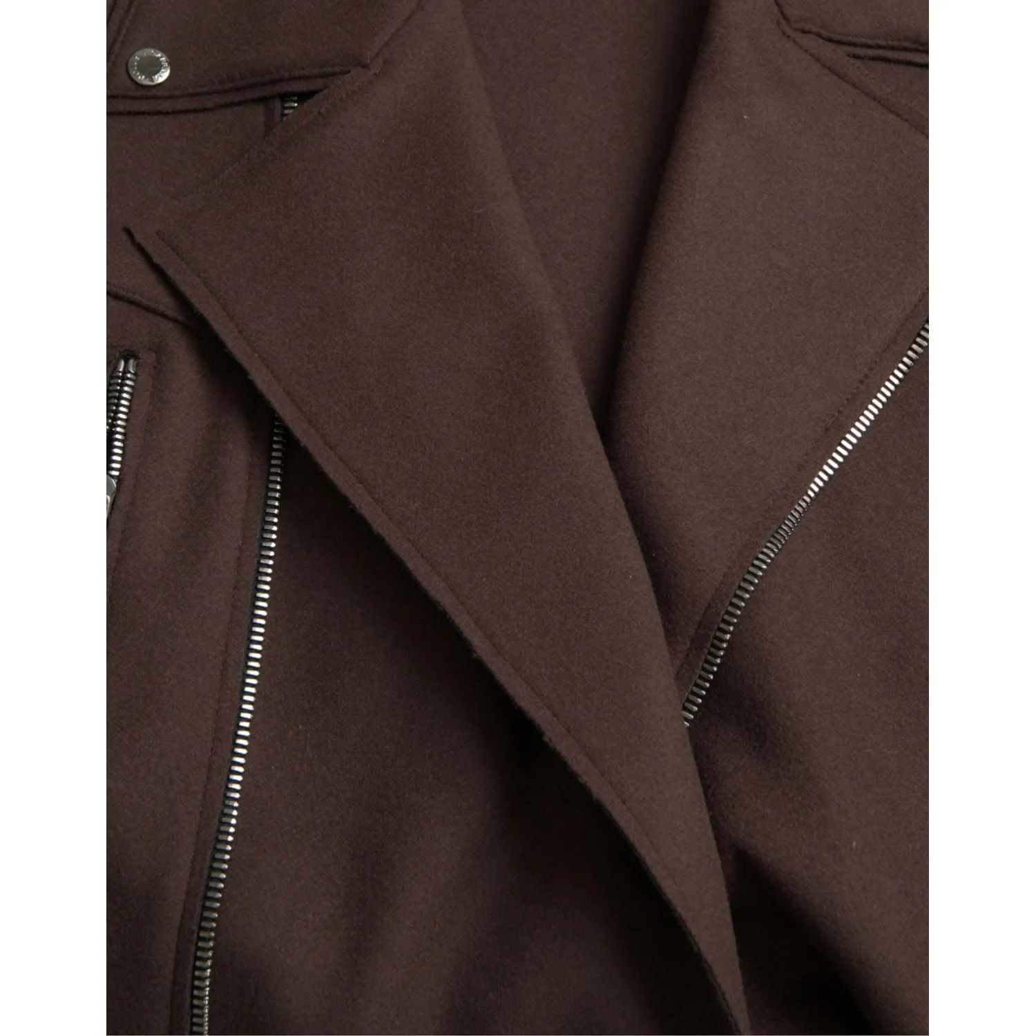 Dolce & Gabbana Brown Coat Short Biker Wool Jacket