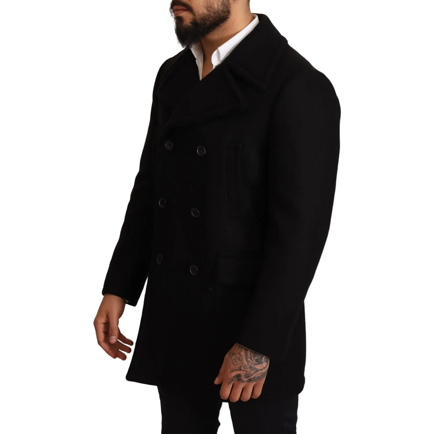 Dolce & Gabbana Elegant Black Double Breasted Trench Coat