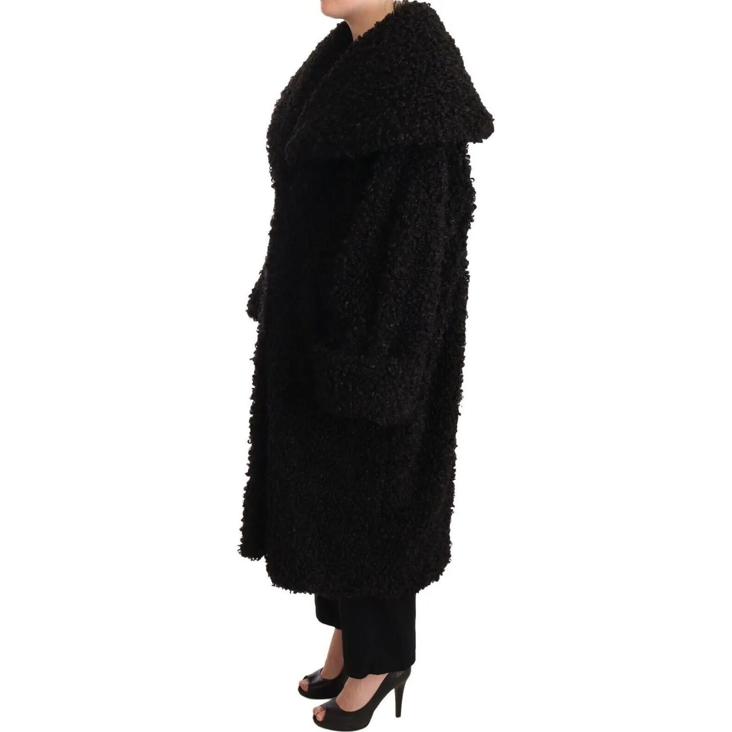 Dolce & Gabbana Elegant Black Fur Cape Trench Coat