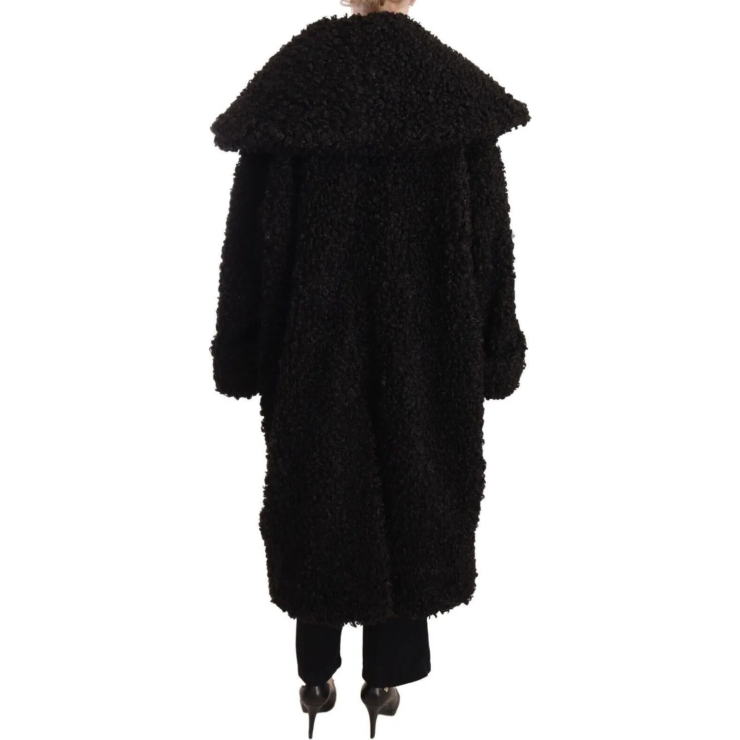 Dolce & Gabbana Elegant Black Fur Cape Trench Coat