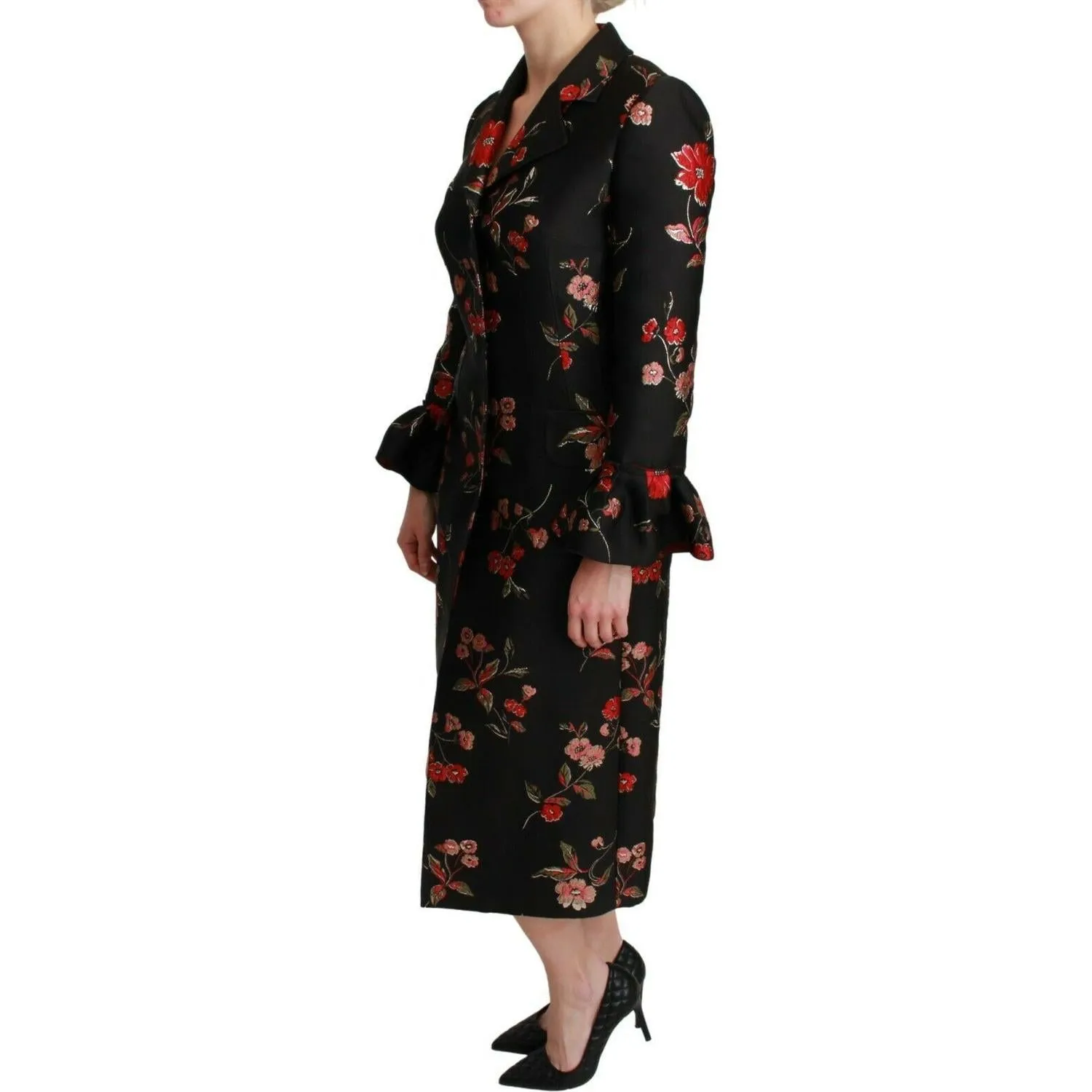 Dolce & Gabbana Elegant Floral Embroidered Trench Coat