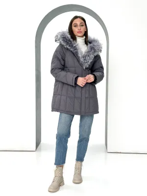 Dolce Genuine Fox Fur Down Fill Parka Coat