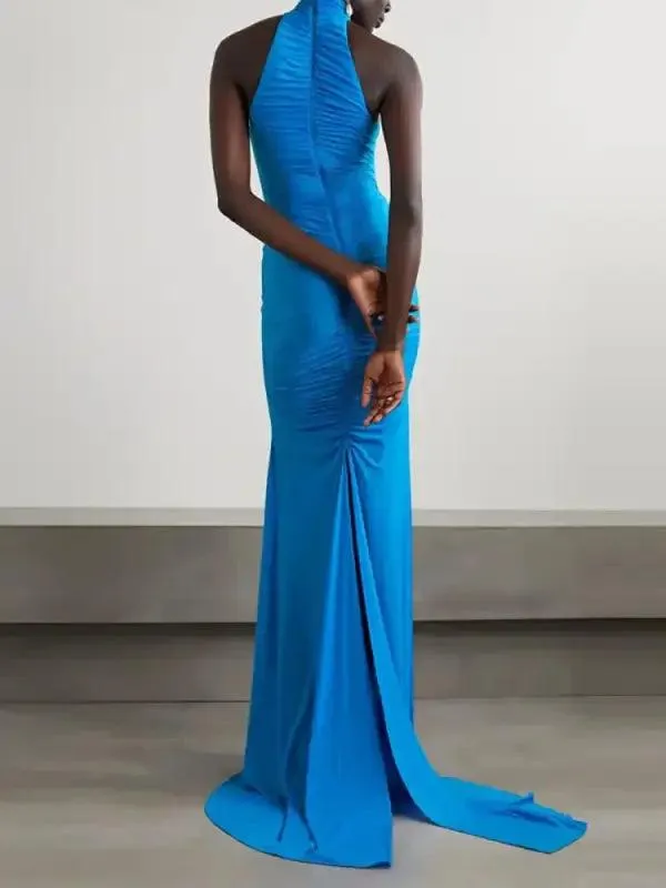 Elegant Turtleneck Sleeveless Evening Gown