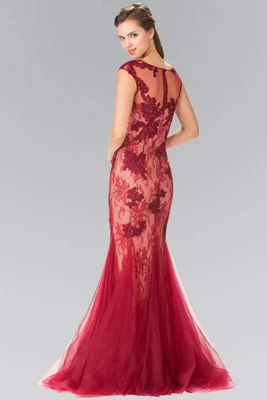 Elizabeth K GL2276 Floral Embroidered Lace and Tulle Full Length Gown