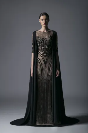 EMBROIDERED EVENING GOWN