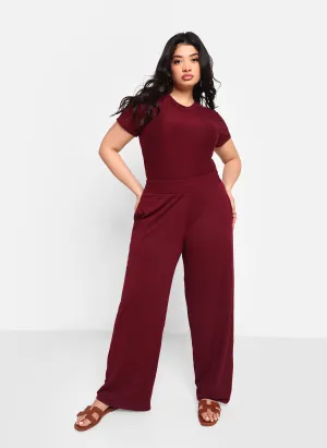 Essential Wide Leg Pants W. Pockets - Wine