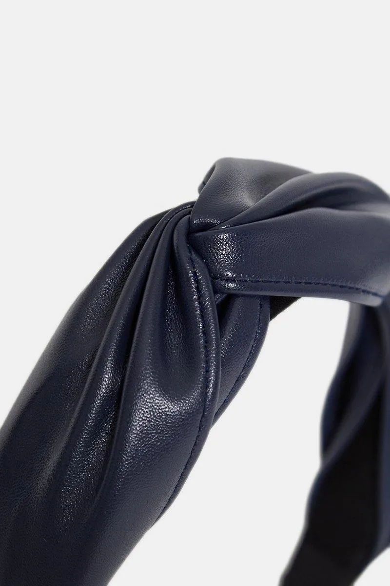 Faux Leather Hairband in Blue