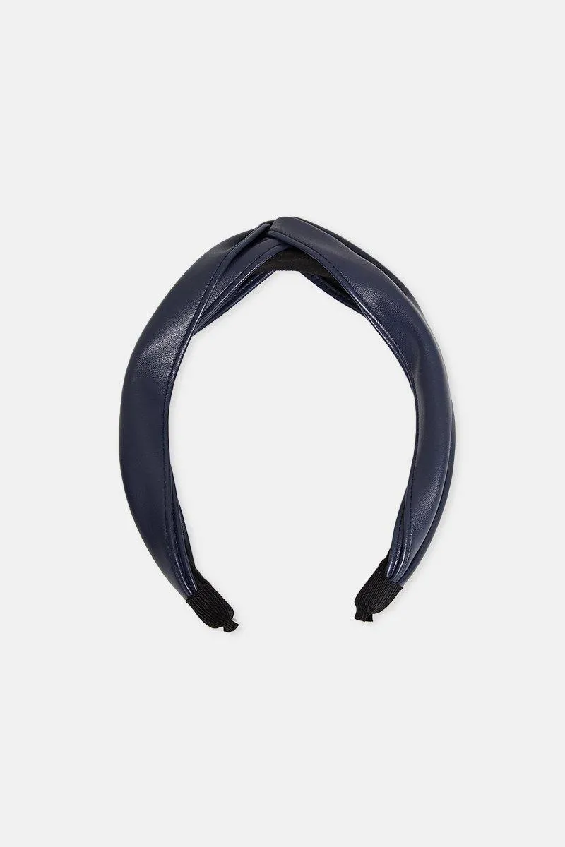 Faux Leather Hairband in Blue