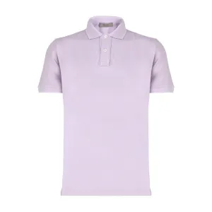 FERRANTE Button Front Short Sleeve Polo LILAC