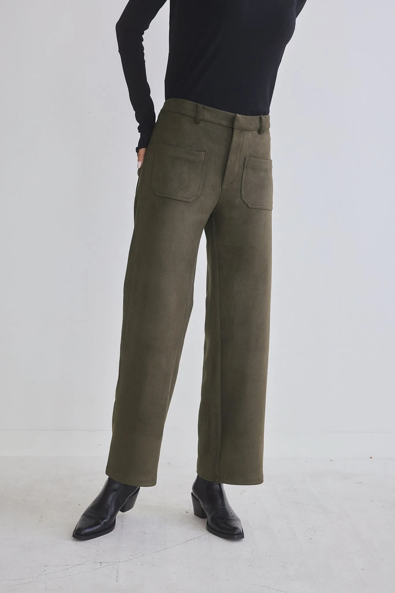 Finesse Microsuede Wide Leg Pants