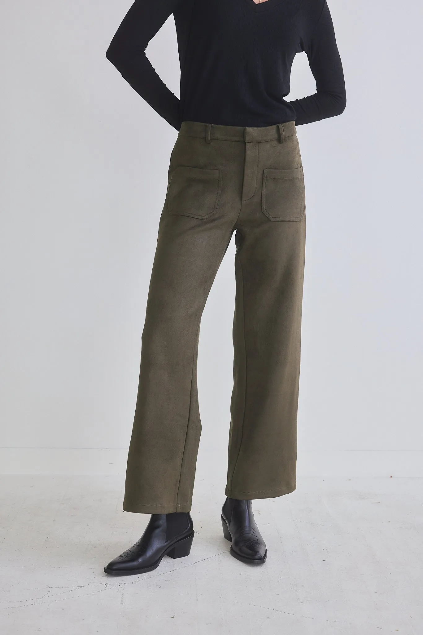 Finesse Microsuede Wide Leg Pants