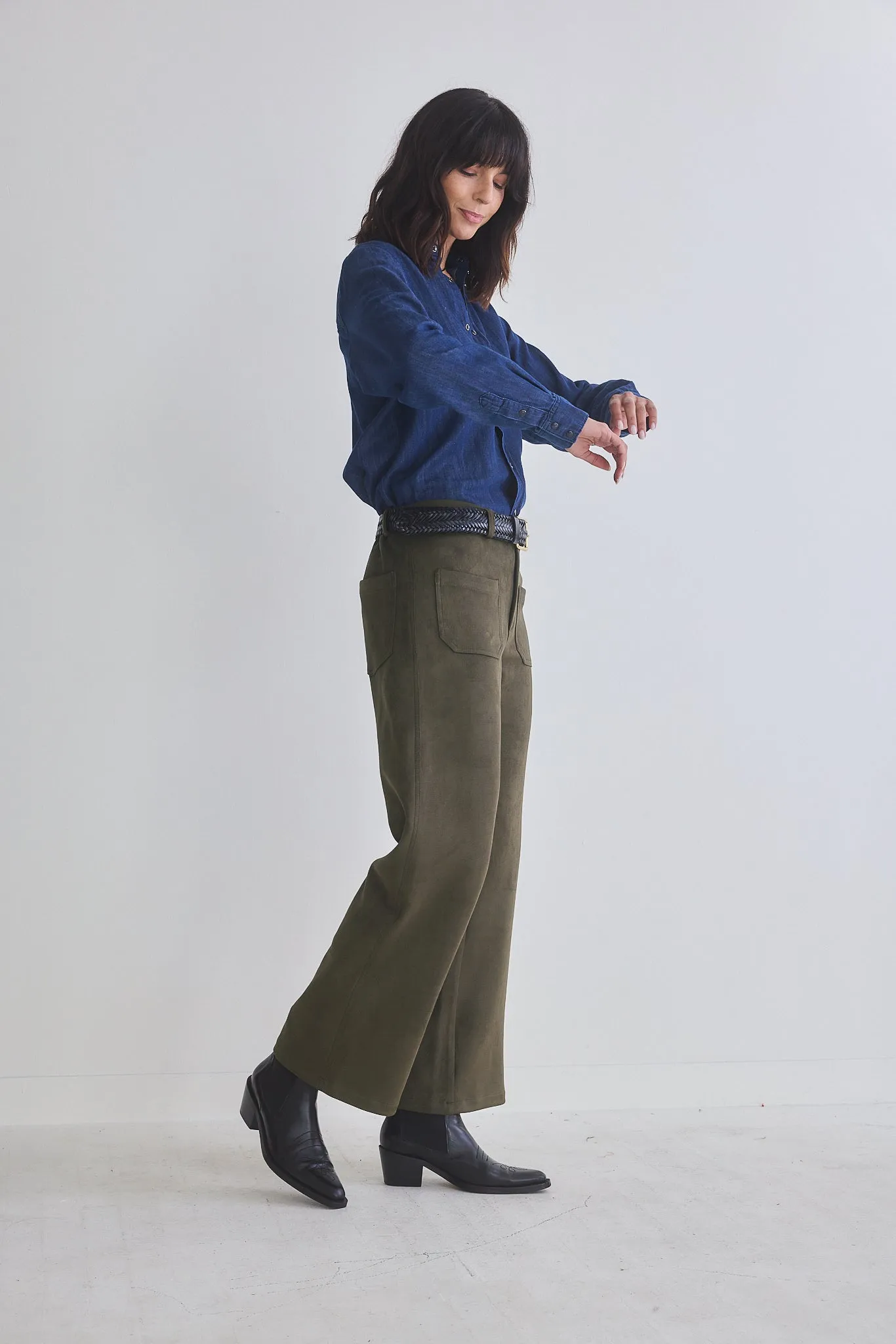 Finesse Microsuede Wide Leg Pants