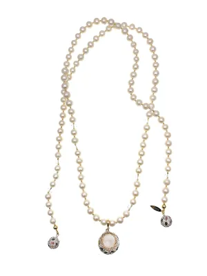 Freshwater Pearls With Tourmaline Rhinestones Open Ended Multi-way Necklace FN025