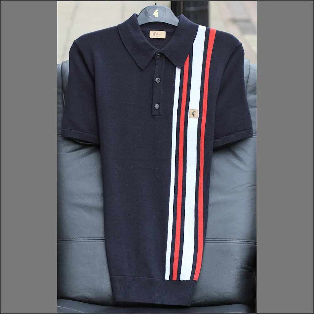 Gabicci Vintage Soda Navy Pattern Polo Top^