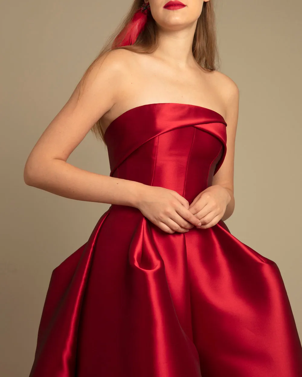 Gemy Maalouf - Strapless Cut Pleated Dress